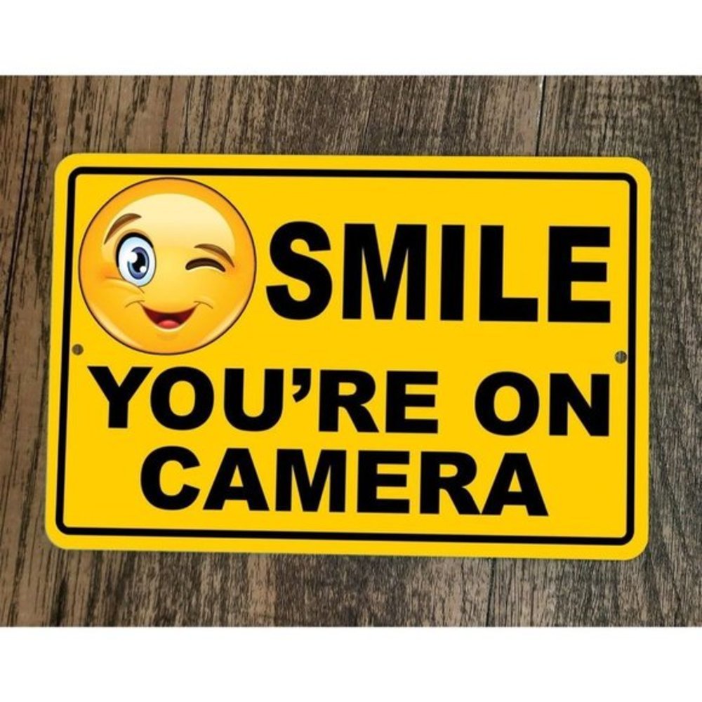 Smile You're on‎ Camera Winking Emoji 8x12 Metal Wall Sign
